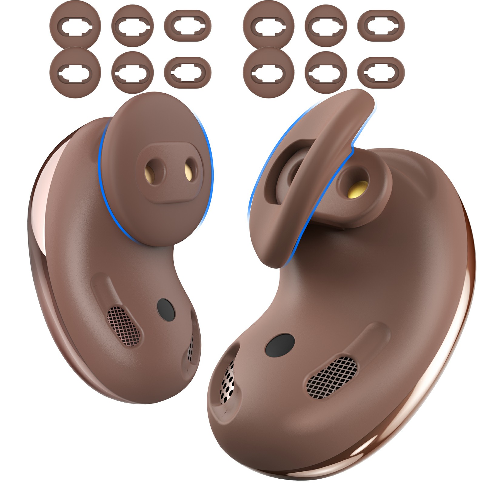 AHASTYLE PT132 For Samsung Galaxy Buds Live Silicone Cap Replacement Ear Plug (6 Pairs in Total, 2 Pairs Each in L  /  M  /  S) - Brown