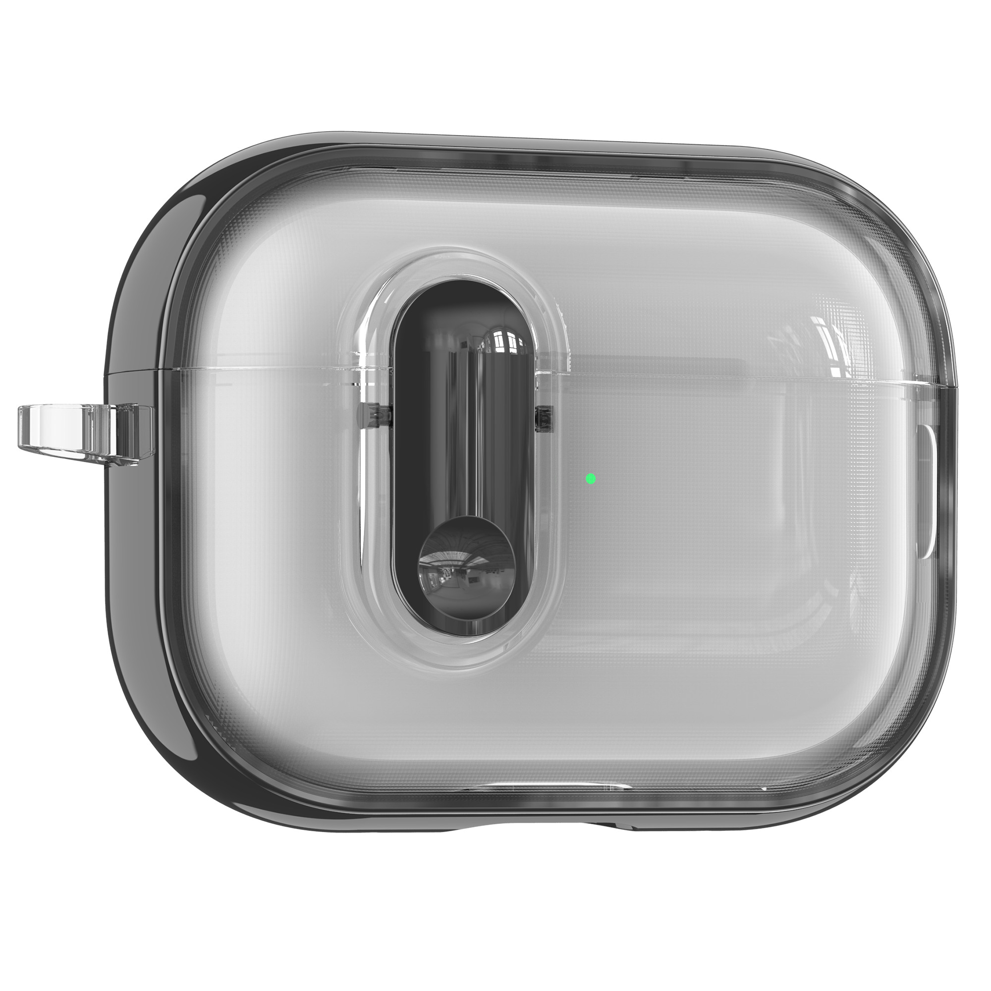 For Apple AirPods Pro  /  Pro 2 Case Clear Electroplated TPU PC Earbuds Cover with Lock Clasp  /  Carabiner - Black