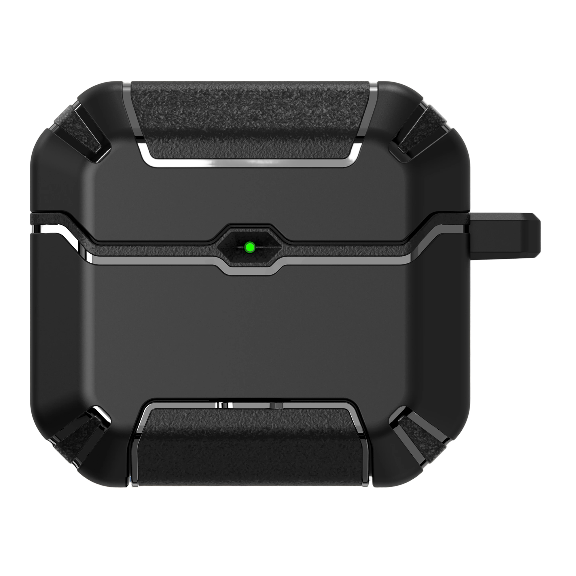 For AirPods 4 with ANC Case Foldable Stand TPU PC Earbuds Cover with Carabiner - Black