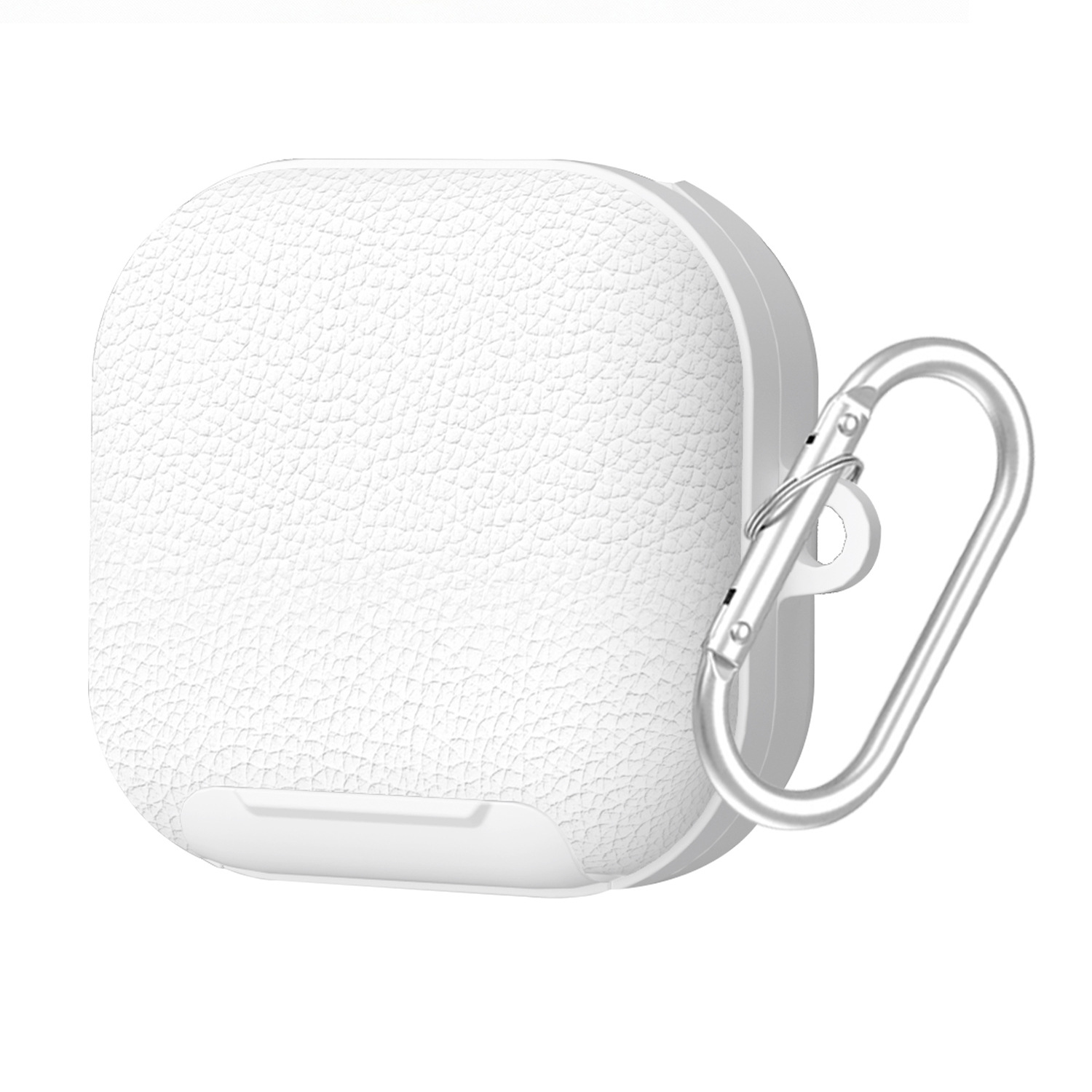 For Samsung Galaxy Buds4 / Buds4 Pro Case Phone Stand PU Leather PC TPU Earphone Cover with Hanging Hook - White