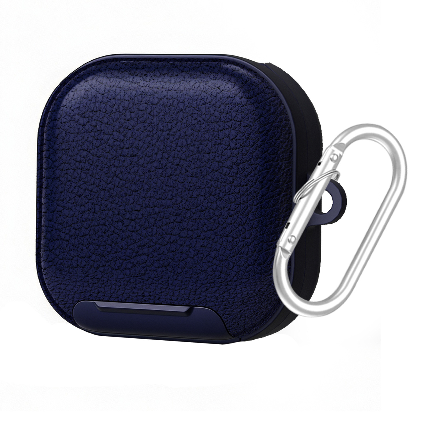 For Samsung Galaxy Buds4 / Buds4 Pro Case Phone Stand PU Leather PC TPU Earphone Cover with Hanging Hook - Blue