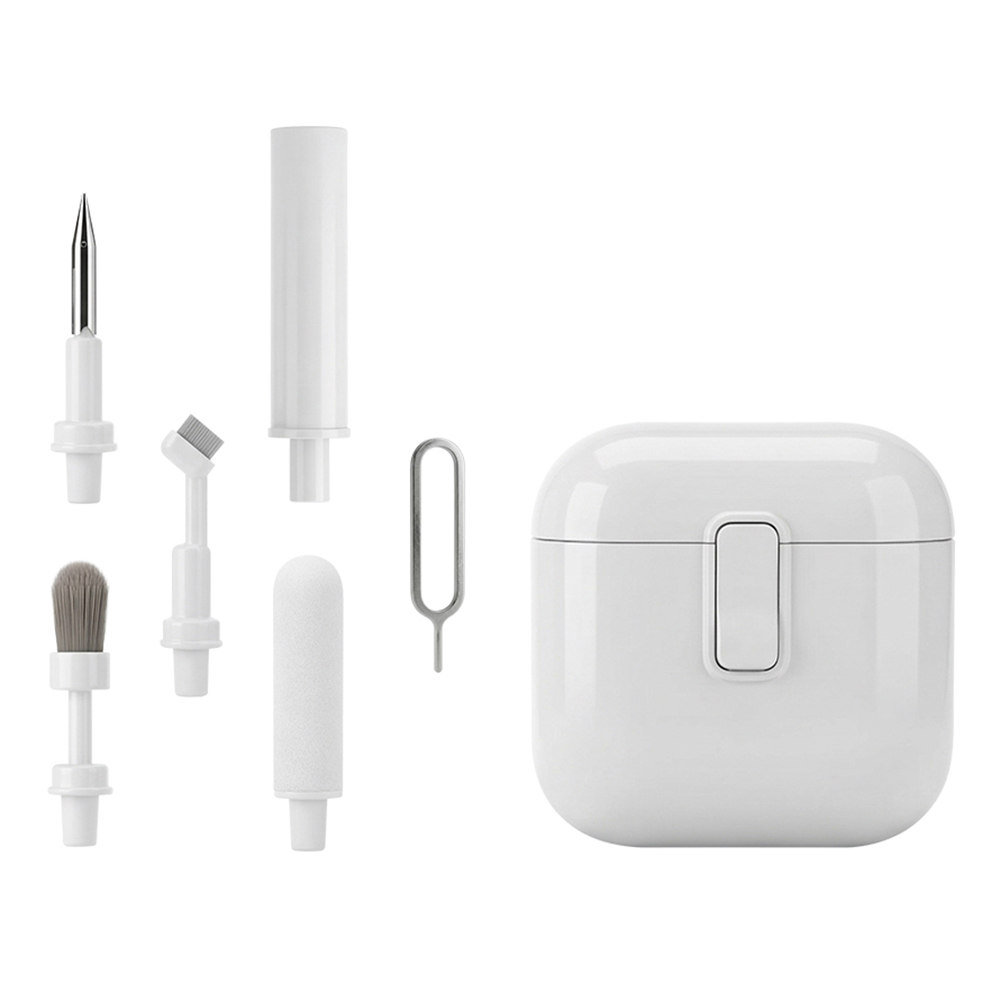 5 in 1 Earphone Multipurpose Cleaning Kit Earbud Dust Removal Tool Set with Storage Case - White