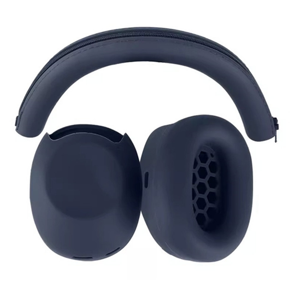 3Pcs Silicone Headphones Case Set for Sony WH-1000XM6 Headphones Protective One-Piece Earmuff Sleeve Headband Cover Ear Cushion Cover Set - Dark Blue