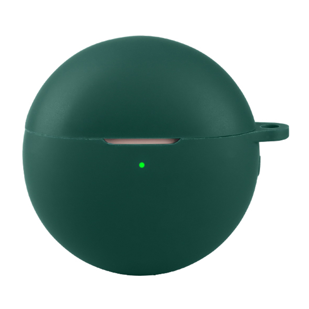 For Huawei FreeBuds 7i Silicone Case Wireless Earbuds Protective Cover with Anti-Lost Buckle - Blackish Green