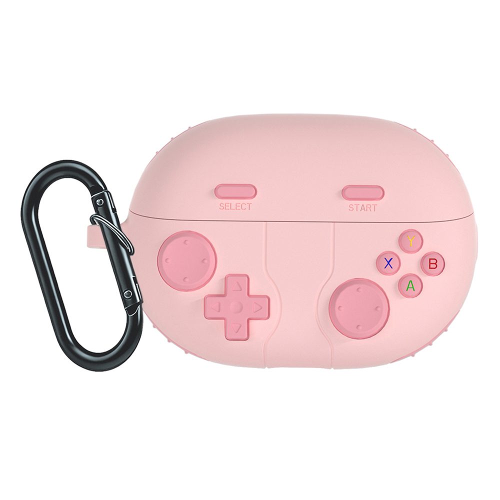 For Huawei FreeBuds Pro 5 Protective Case Gaming Controller Design Liquid Silicone Earphone Cover with Carabiner Clip - Pink