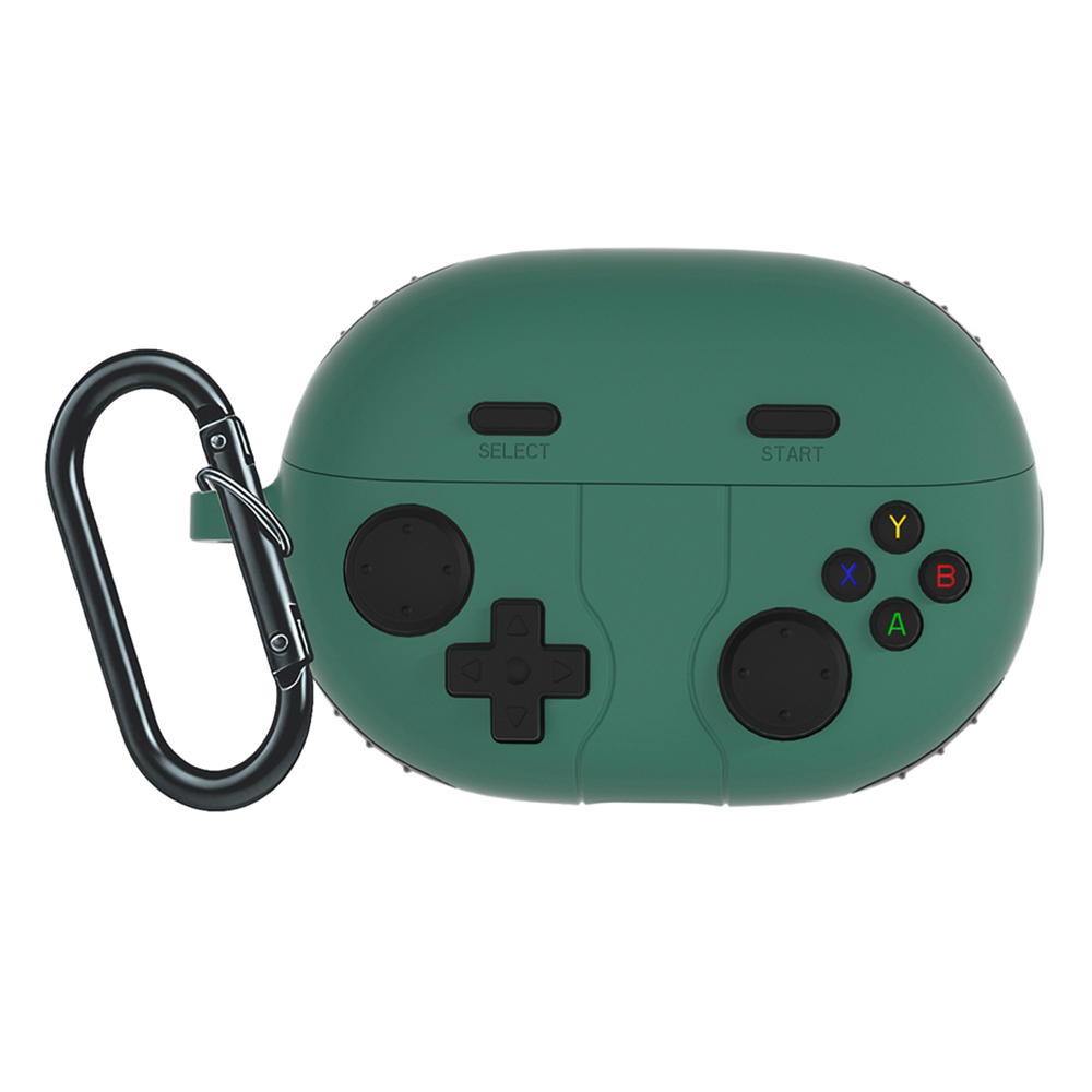 For Huawei FreeBuds Pro 5 Protective Case Gaming Controller Design Liquid Silicone Earphone Cover with Carabiner Clip - Green