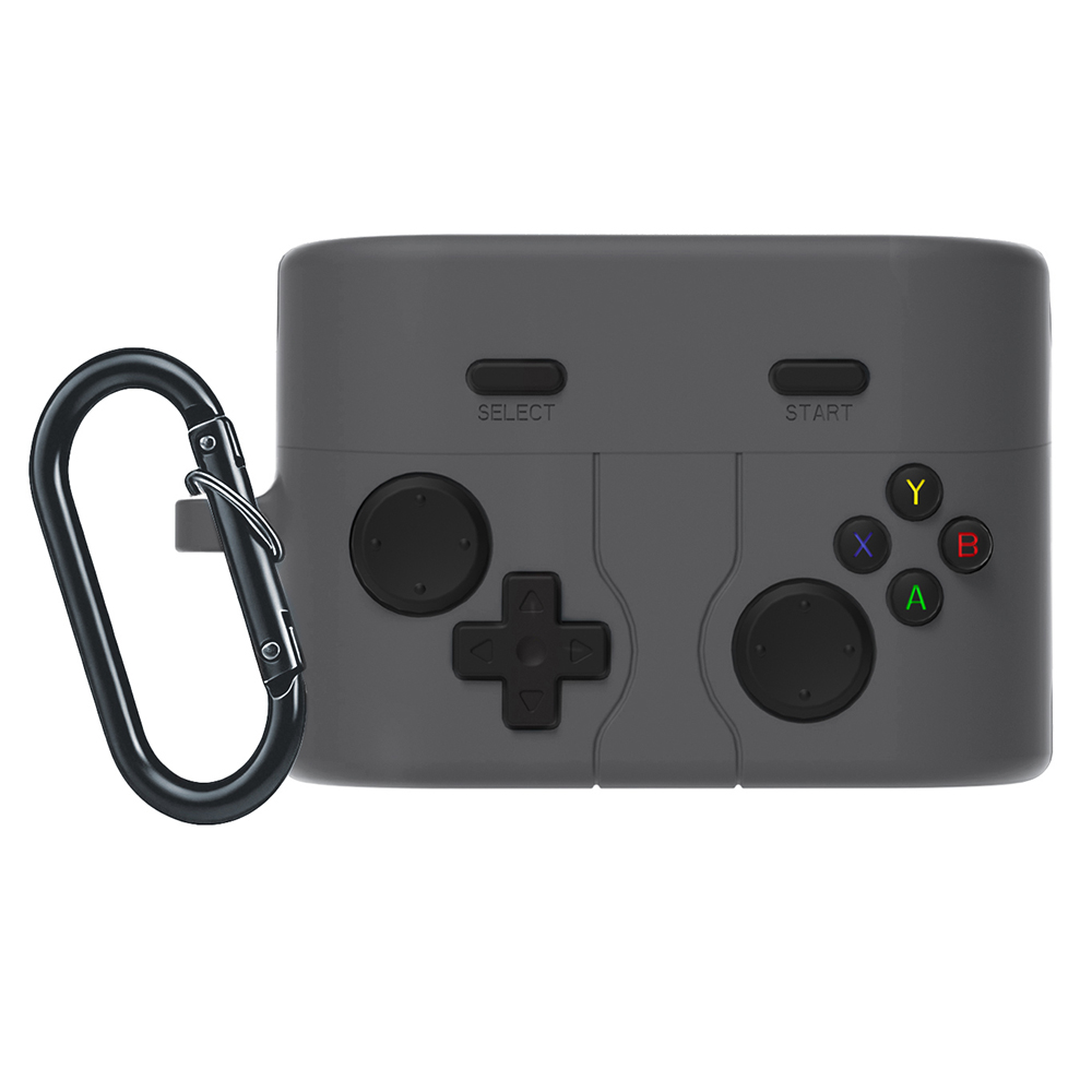 Creative Game Controller Design Case for Sony WF-1000XM6 Liquid Silicone Protective Cover with Carabiner Clip - Dark Grey