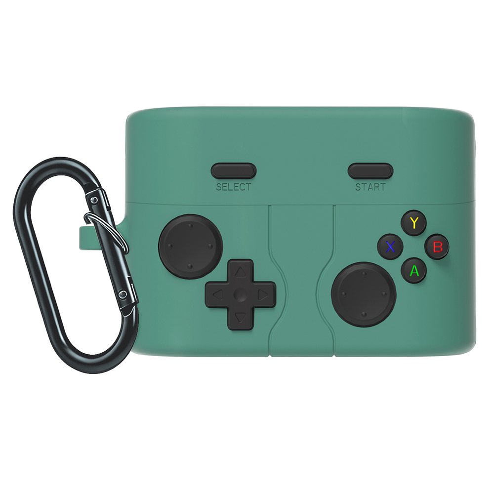 Creative Game Controller Design Case for Sony WF-1000XM6 Liquid Silicone Protective Cover with Carabiner Clip - Green
