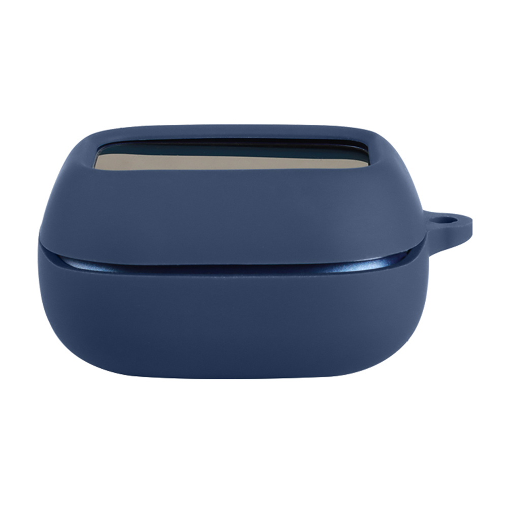 For JBL Live Buds 4 Earbuds Silicone Case Anti-Drop Protective Cover with Hanging Buckle - Dark Blue