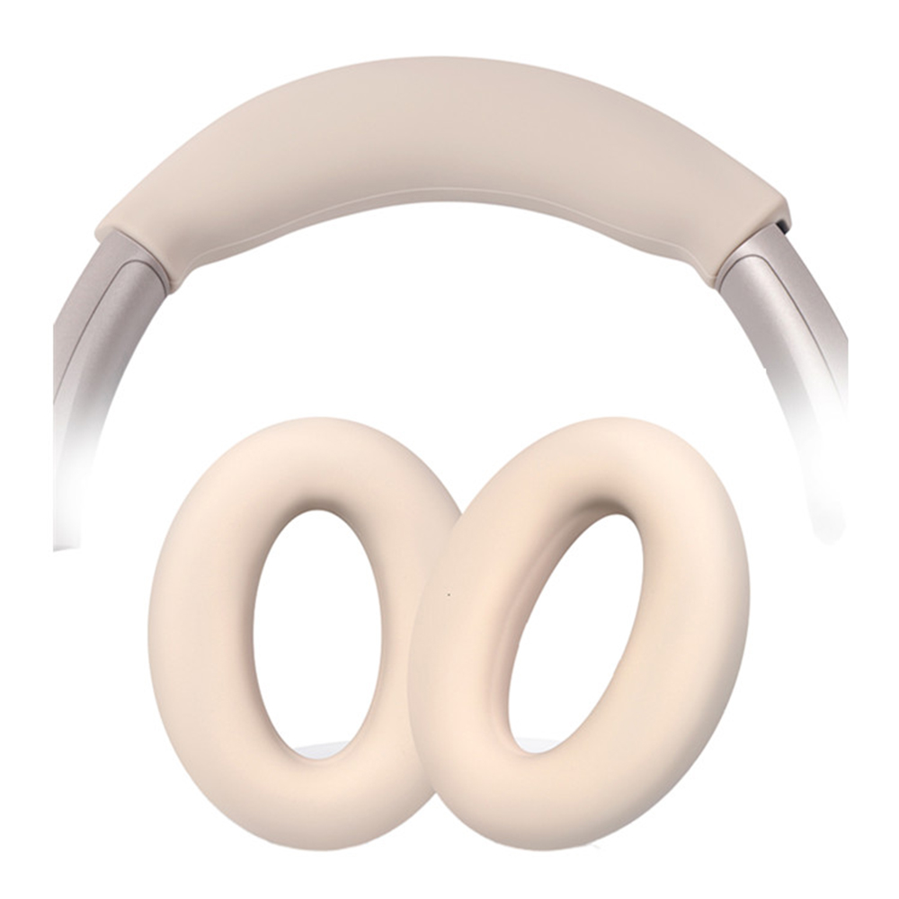 Silicone Headphone Ear Pad Covers Set for Sony MDR-1000X  /  WH-1000XM2 Earpads Protective Sleeve Comfort Cushion Kit - Beige
