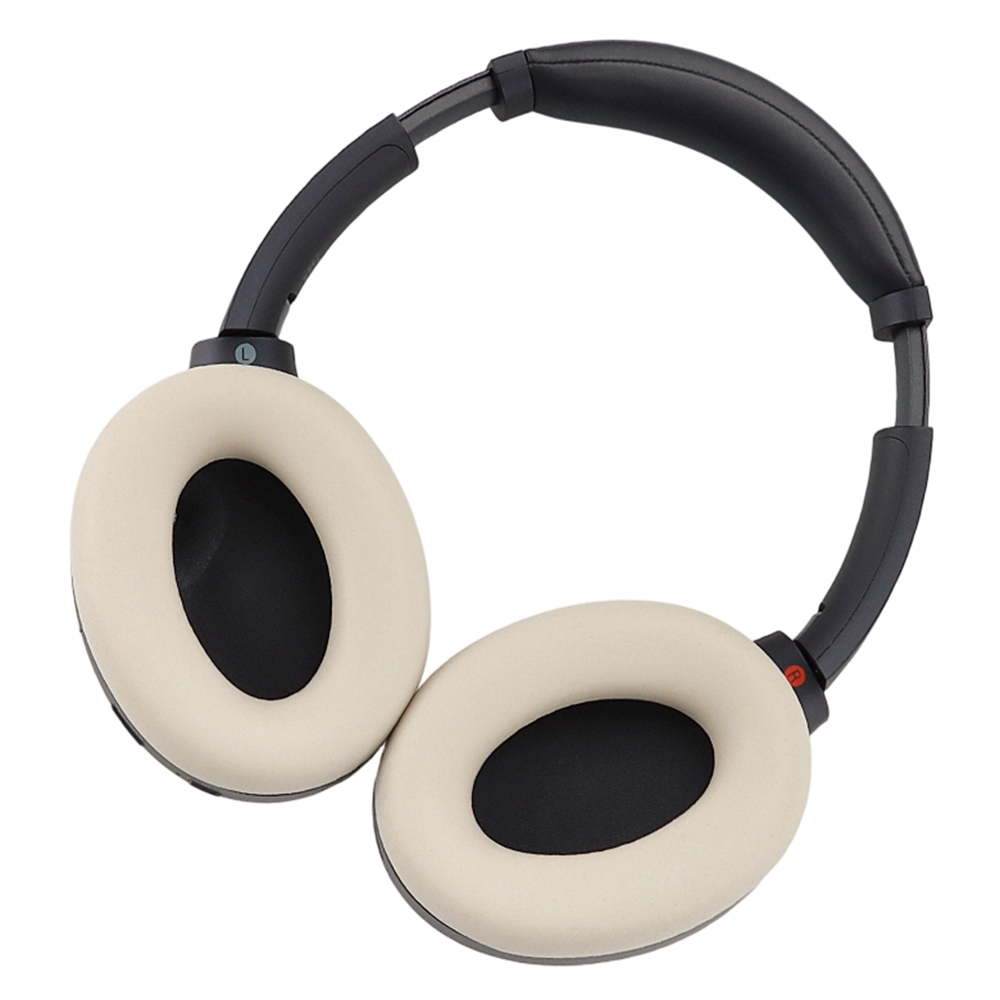 1 Pair Silicone Protective Ear Pads Cover for Sony WH-1000XM3  /  XM4 Headphones Cover Soft Ear Pads Case - Beige