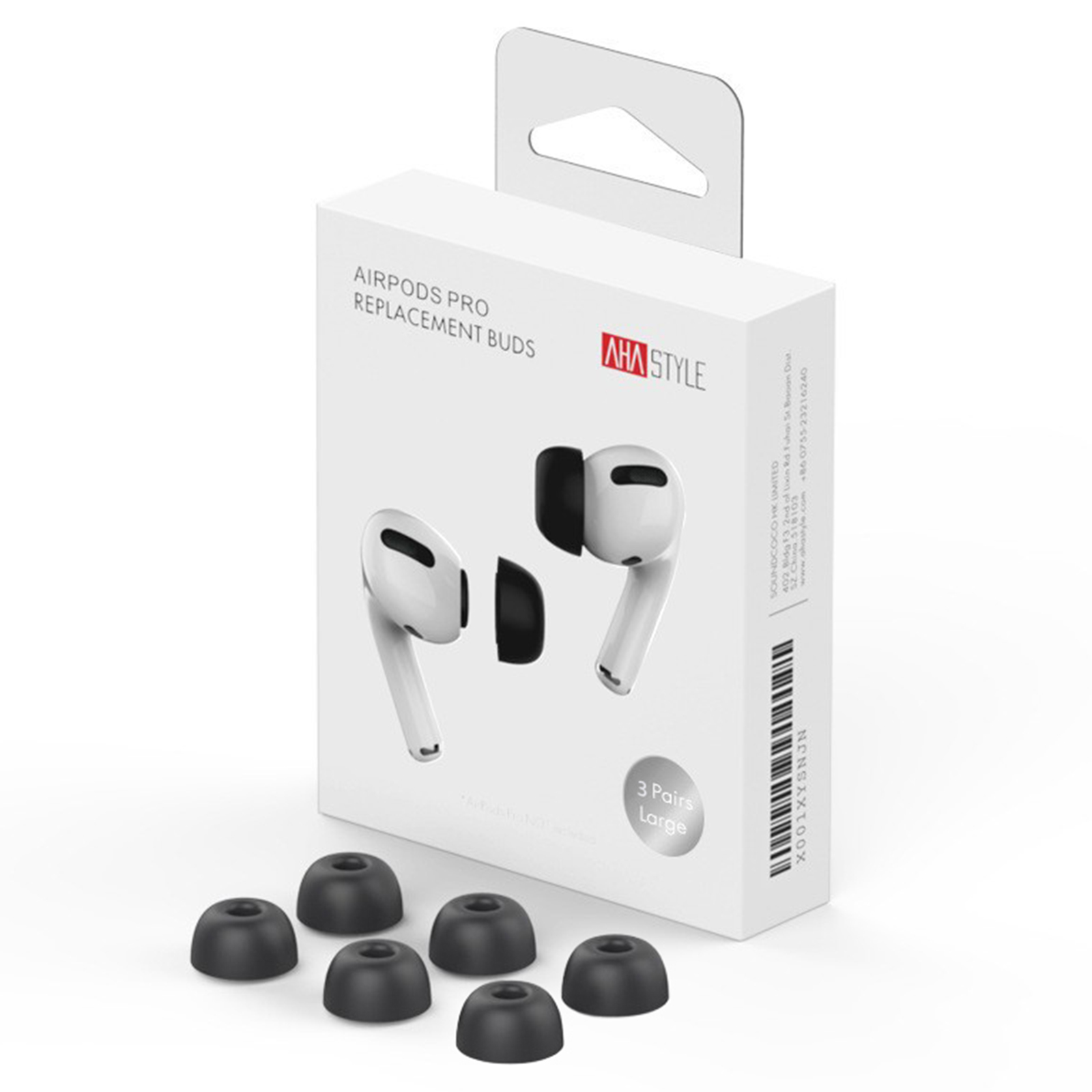 AHASTYLE WE38 3 Pairs for AirPods Pro 3 Memory Foam Ear Tips Earbuds Caps, Size S + Size M + Size L - Black