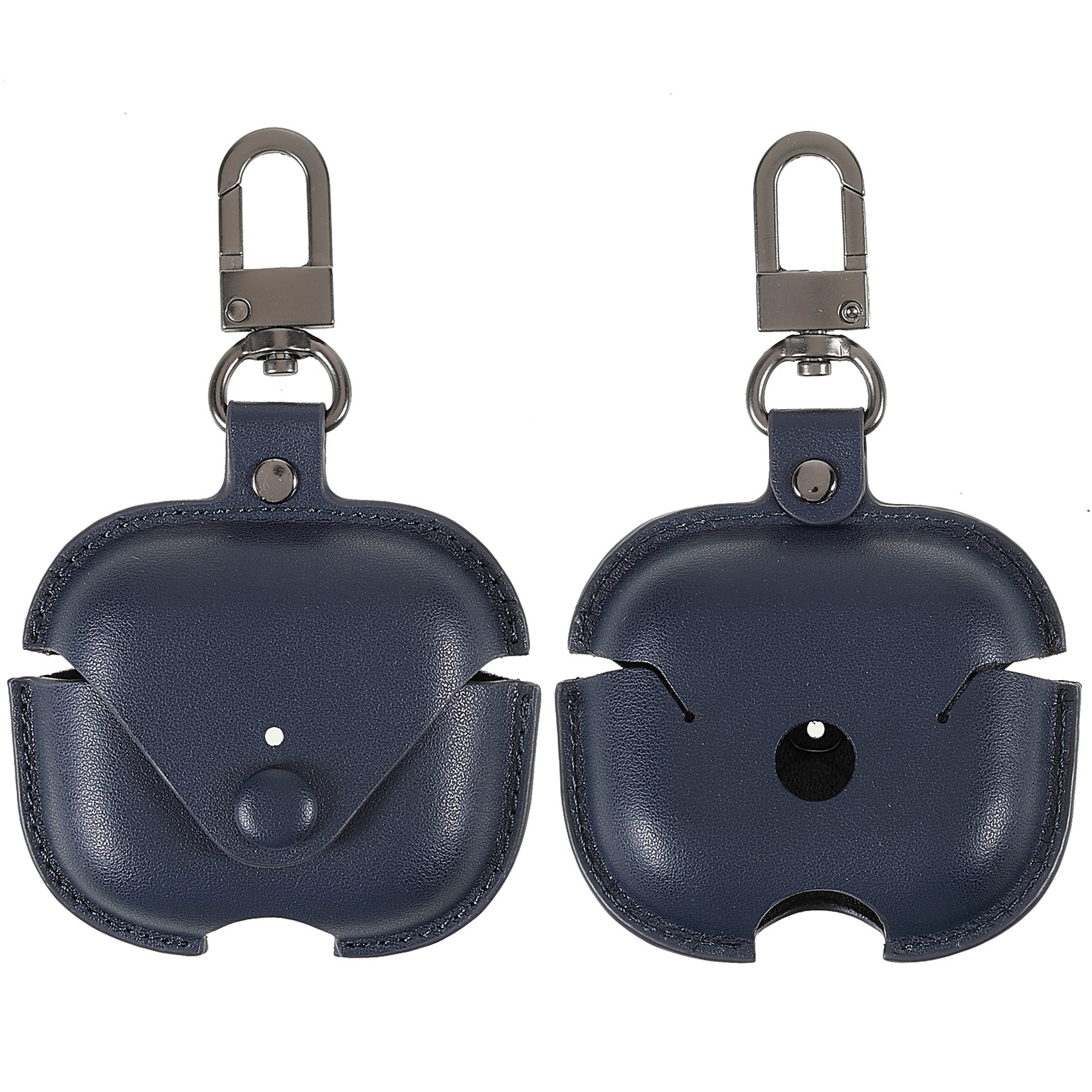 

PU Leather Snap Closure Protective Cover with Keychain Hook for Apple AirPods 3 - Blue, AirPods 3