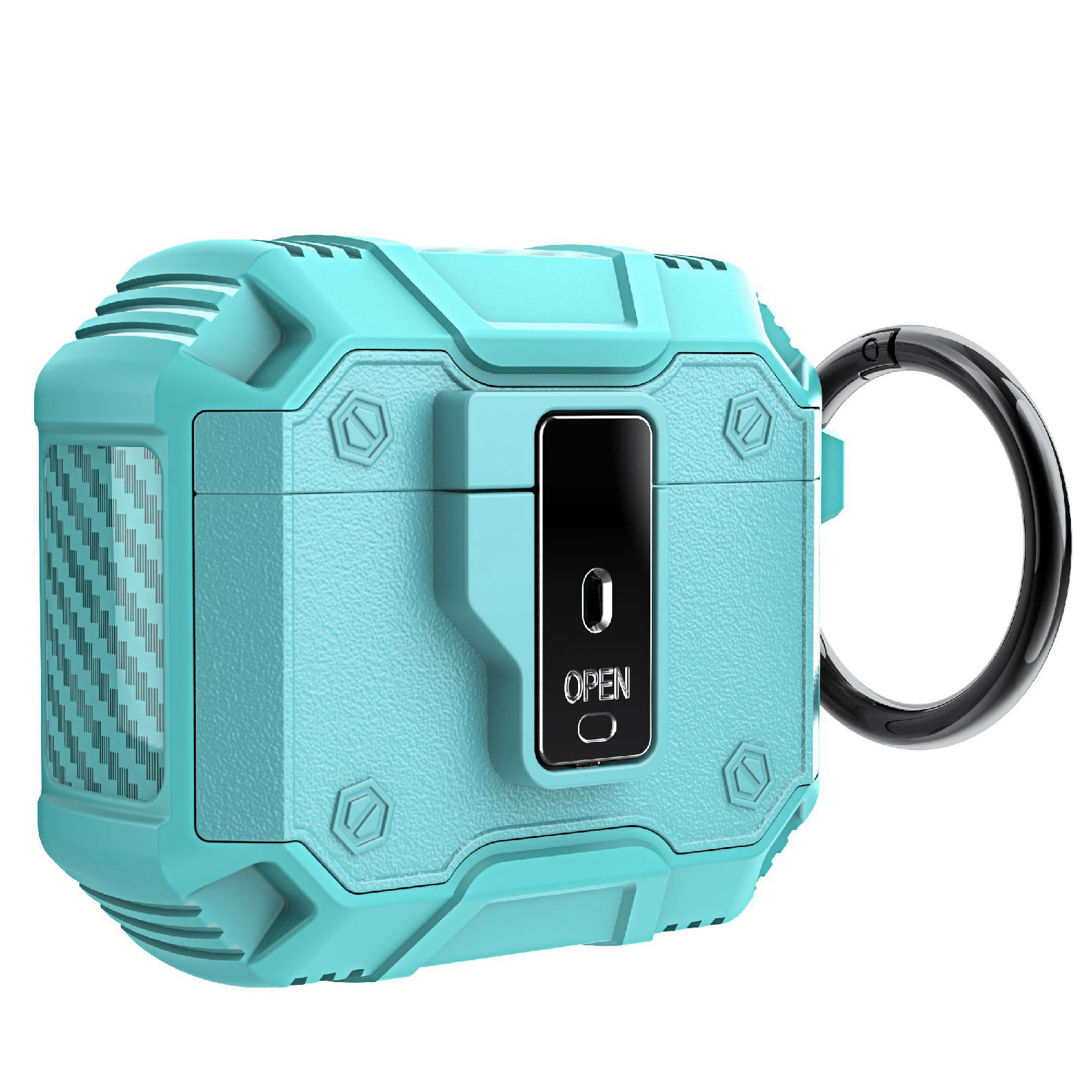 

For Apple AirPods Pro Earphone Protective Case TPU + PC Charging Box Shockproof Cover with Key Ring - Light Green, AirPods Pro