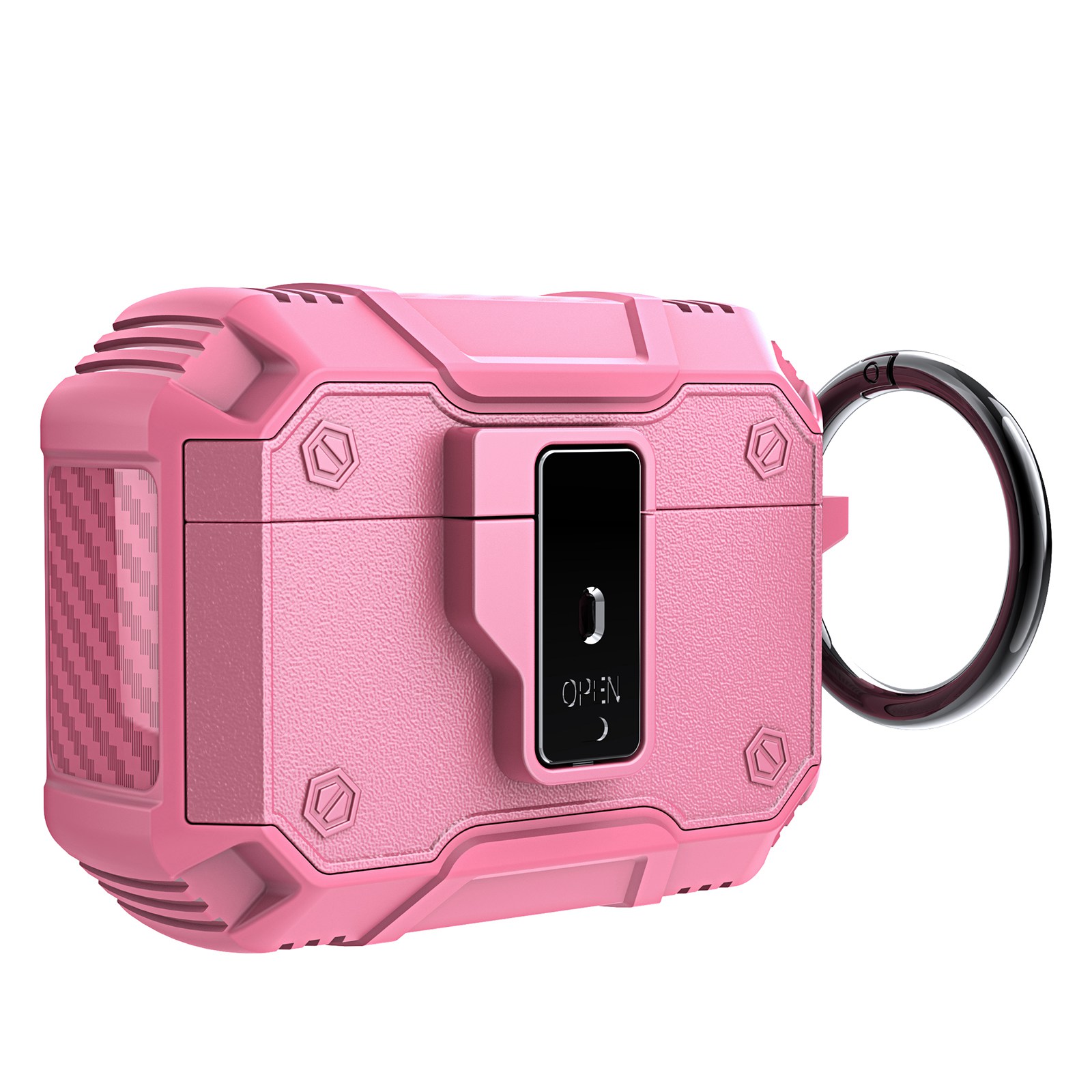 

For Apple AirPods 3 TPU + PC Earphone Case Anti-drop Charging Box Protector Shell with Key Ring - Pink, AirPods 3