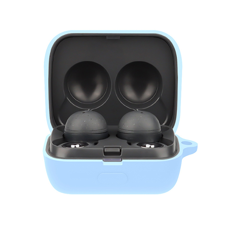 

For Sony Linkbuds/WF-L900 Protective Case Portable Earbuds Protector Shockproof Soft Silicone Case with Buckle - Sky Blue