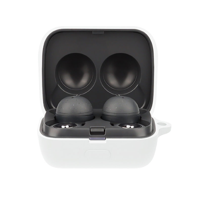 

For Sony Linkbuds/WF-L900 Protective Case Portable Earbuds Protector Shockproof Soft Silicone Case with Buckle - White