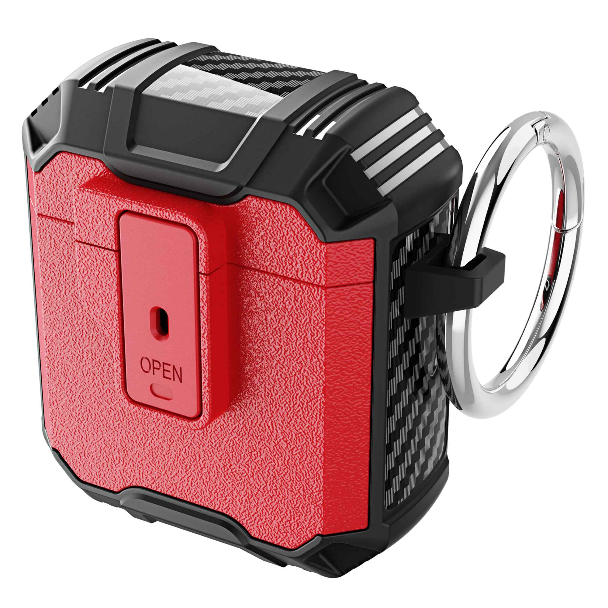 

For Apple AirPods with Charging Case (2016)/(2019)/AirPods with Wireless Charging Case (2019) Earphone Case Soft TPU+PC Protective Cover - Red/Black, Apple AirPods with Wireless Charging Case (2019)
