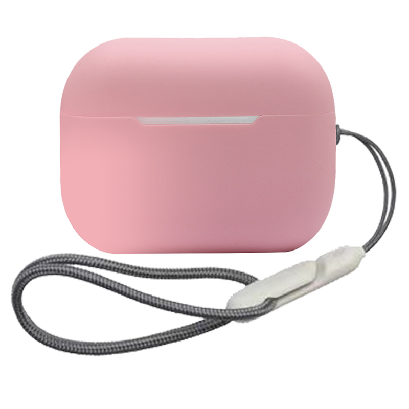 

For AirPods Pro 2 Soft Silicone Case Full Protection Anti-Dust Earphone Cover with Anti-Lost Lanyard - Pink, AirPods Pro 2