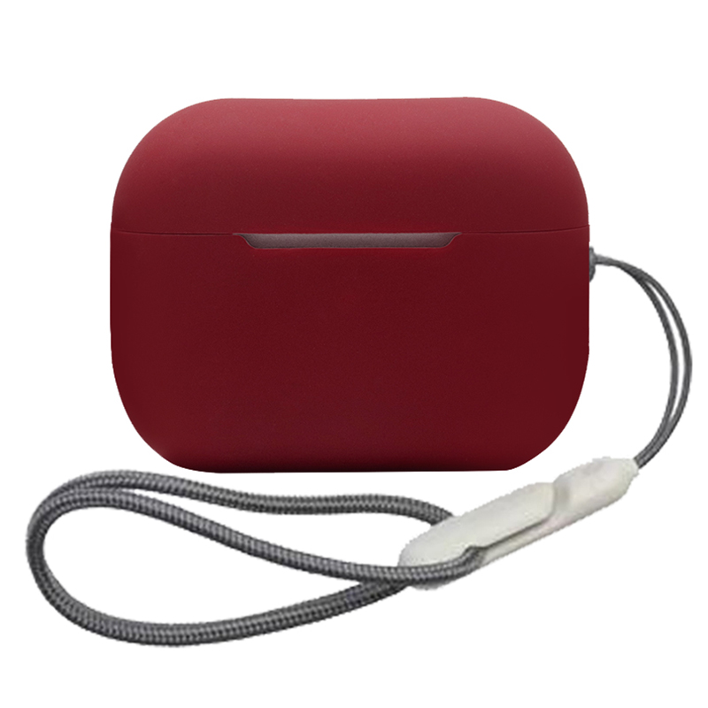 

Для Airpods Pro 2 Силиконовый Защитный Корпус Передний Обороты Для Наушников с Lanyard с Lanyard - Красное Вино, AirPods Pro 2