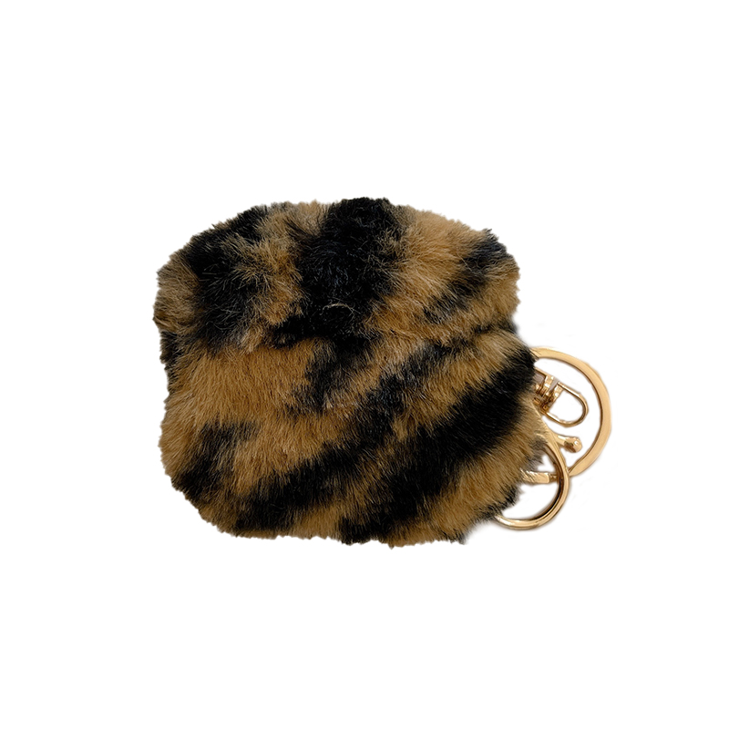 

Shockproof Case for Apple AirPods 3 Charging Case Bluetooth Earbuds Cover Leopard Pattern Soft Fake Fur Protector with Buckle - Black / Brown, AirPods 3