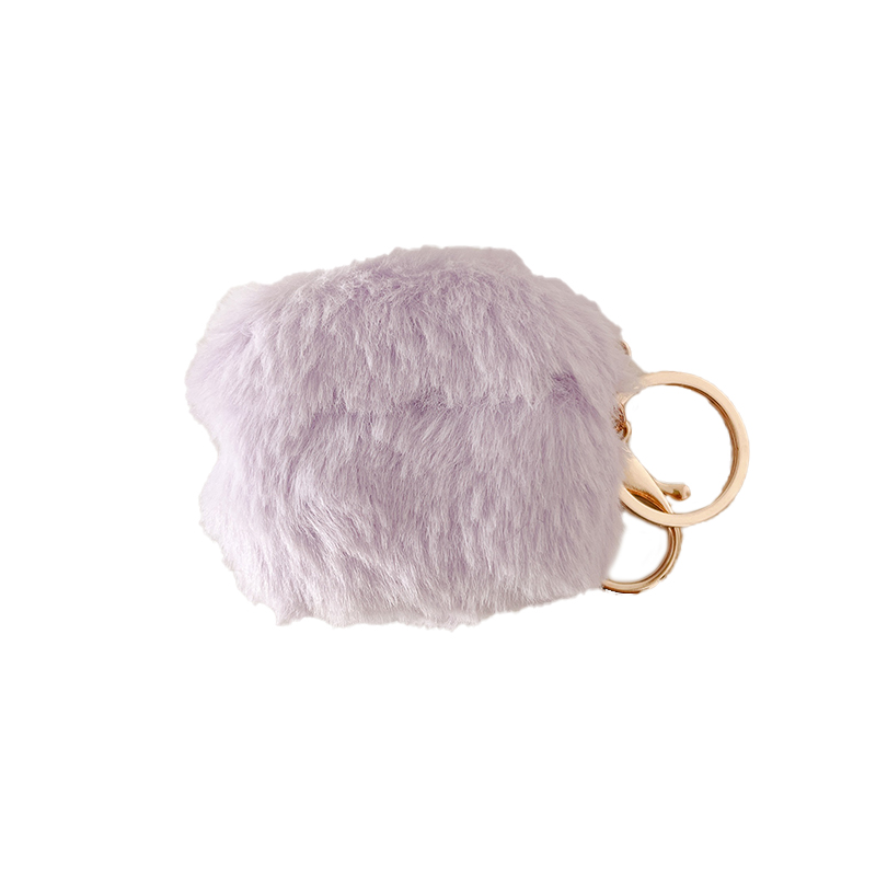 

For Apple AirPods 3 Charging Case Cover Bluetooth Earbuds Protector Soft Fake Fur Shockproof Cover with Buckle for Winter - Purple, AirPods 3