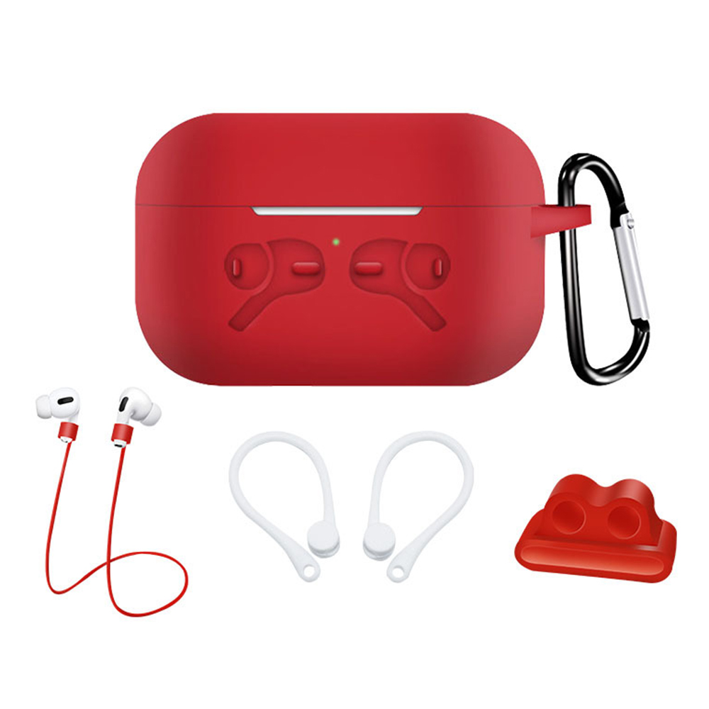 

Silikongehäuse Für Apple Airpods Pro -schutzhülle Mit Nackengurt, Kopfhörerhalter - Rot, AirPods Pro