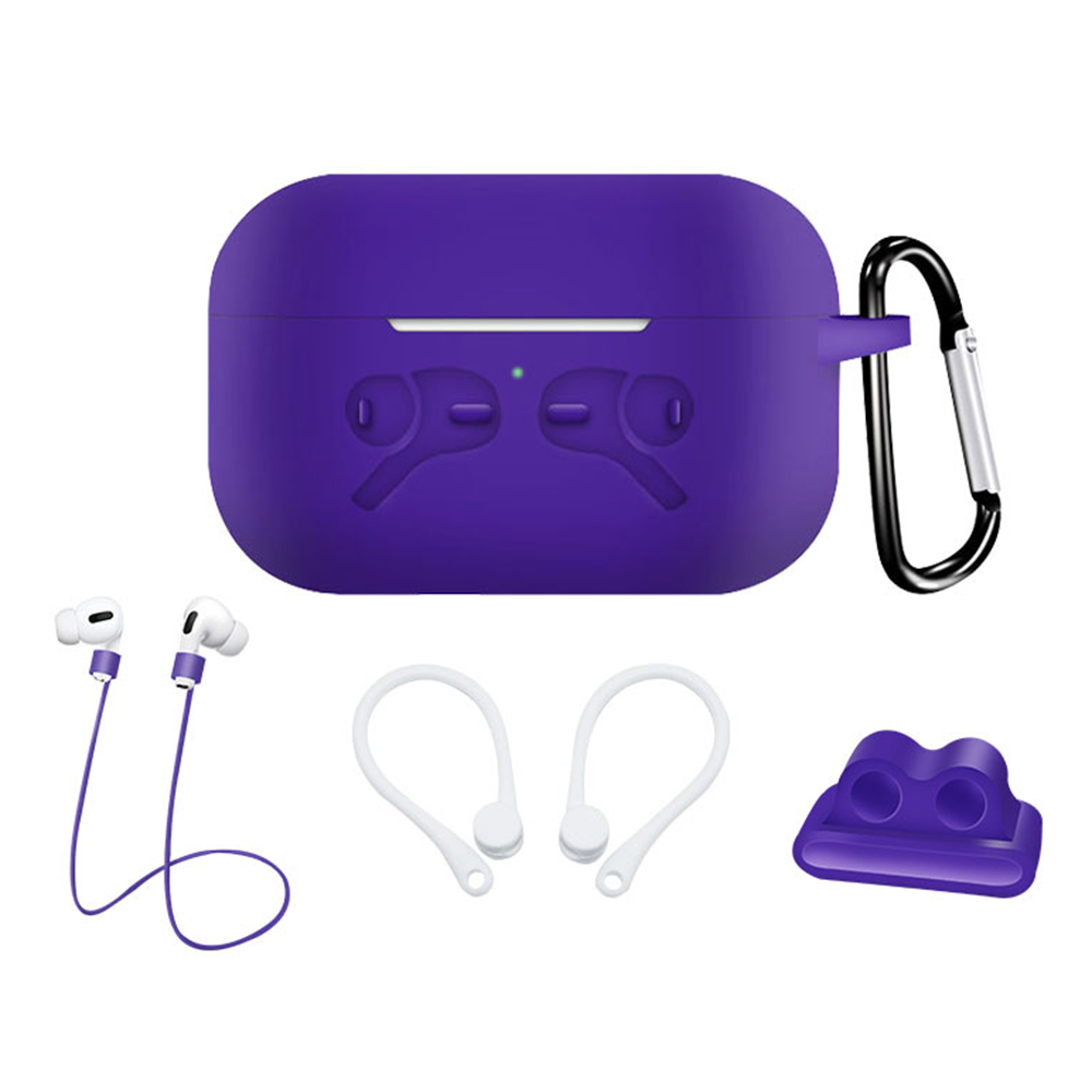 

Silikongehäuse Für Apple Airpods Pro -schutzhülle Mit Nackengurt, Kopfhörerhalter - Lila, AirPods Pro