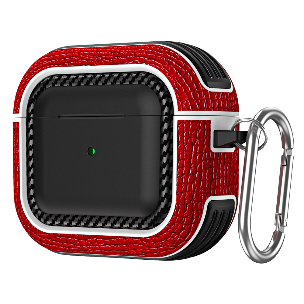 

Für Apple AirPods 3 Earphone Case Kratzfestes TPU+PU -leder -schutzabdeckung Mit Haken - Weinrot, AirPods 3