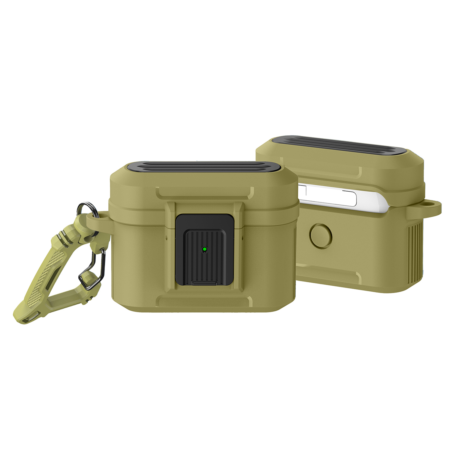 

Für AirPods Pro 2 Earphone-schutzhülle Pressen Schnallen Gepäckkoffer TPU+PC Anti-drop-abdeckung - Grün / Schwarz, AirPods Pro 2