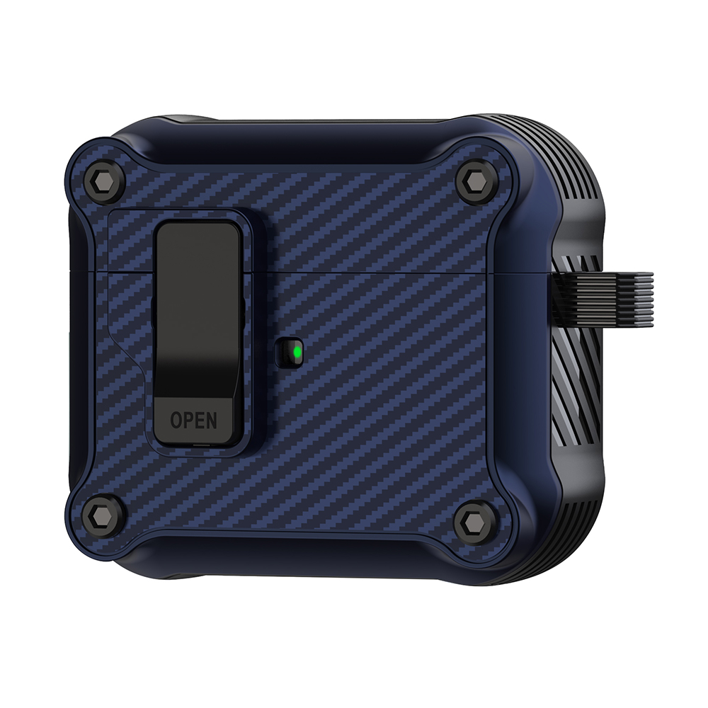 

Für Apple AirPods 3 Earphone -hülle Carbonfaser Textur Magnetic Auto Lock Earbud TPU -abdeckung - Saphir, AirPods 3