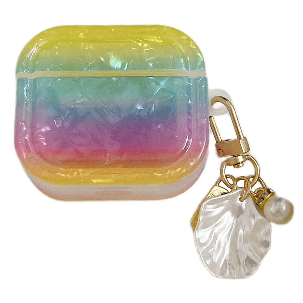 

Für AirPods Pro 2 Gradientenhülle Getreide Hörphone Weiche Tpu-anti-fall-quadratabdeckung Mit Shellformanhänger - Bunt, AirPods Pro 2