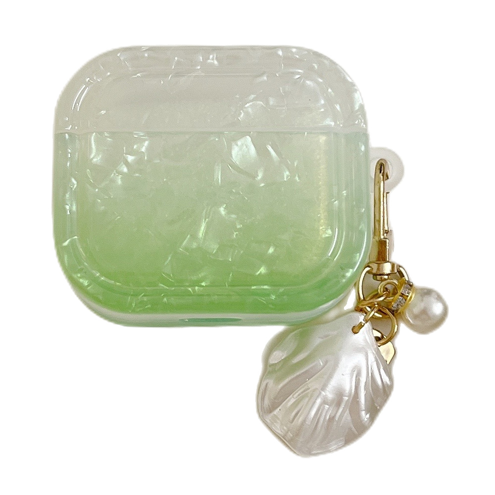 

Für AirPods Pro 2 Gradientenhülle Getreide Hörphone Weiche Tpu-anti-fall-quadratabdeckung Mit Shellformanhänger - Grün, AirPods Pro 2