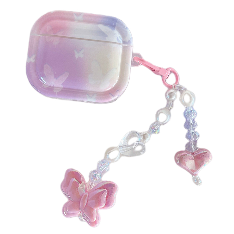 

Für Apple AirPods 3 Earphone Case Butterfly Muster IMD Earbud TPU -abdeckung Mit Dem Anhänger, AirPods 3