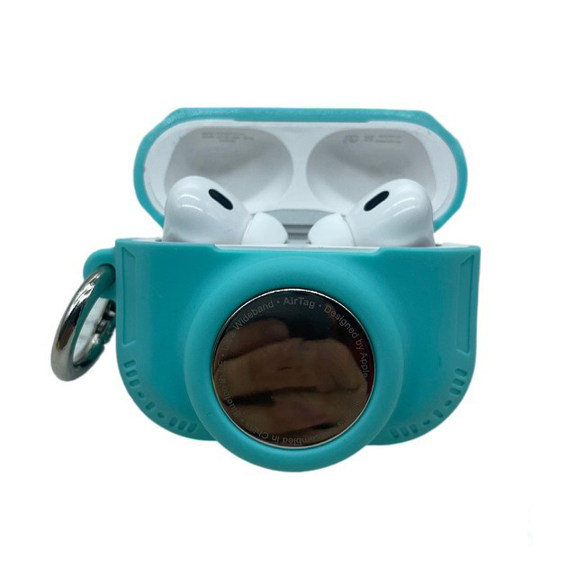 

Für AirPods Pro 2 + Airtag 2-in-1 Silikonschutzabdeckung Anti-drop-hülle Mit Ringschnalle - Blauer See, AirPods Pro 2