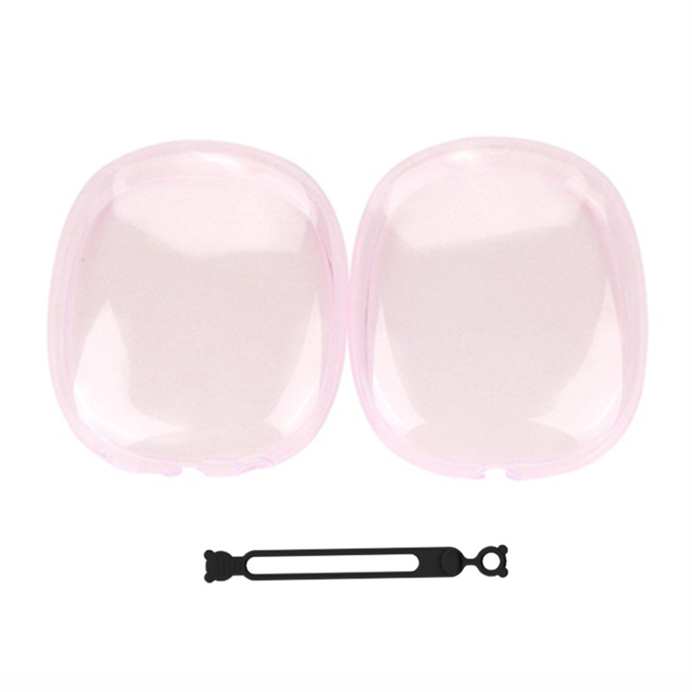 1 Pair For AirPods Max Ear Pad TPU Case Sleeve Clear Design Headphone Earpad Cover - Transparent Pink