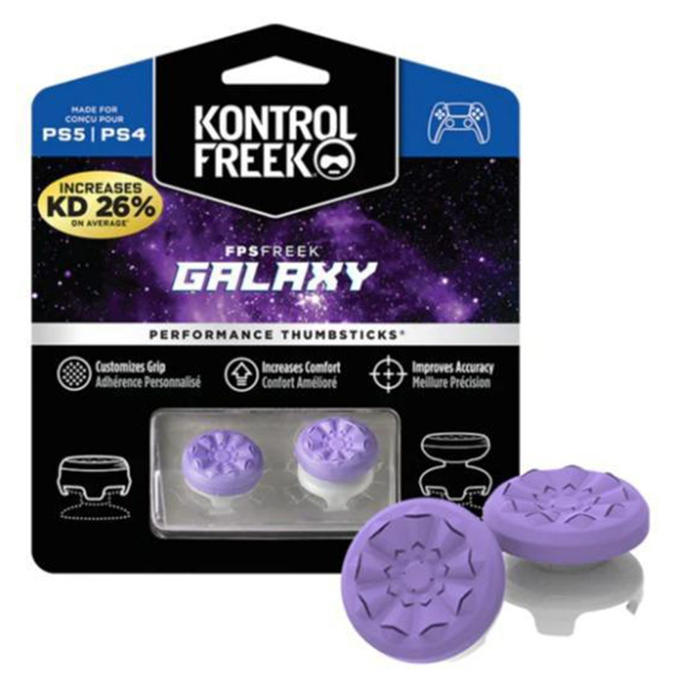 KONTROLFREEK 1 Pair for Sony PlayStation 5 / 4 Game Controller Thumbstick Extender FPS Gaming Rocker Anti Slip Protective Cap - Purple
