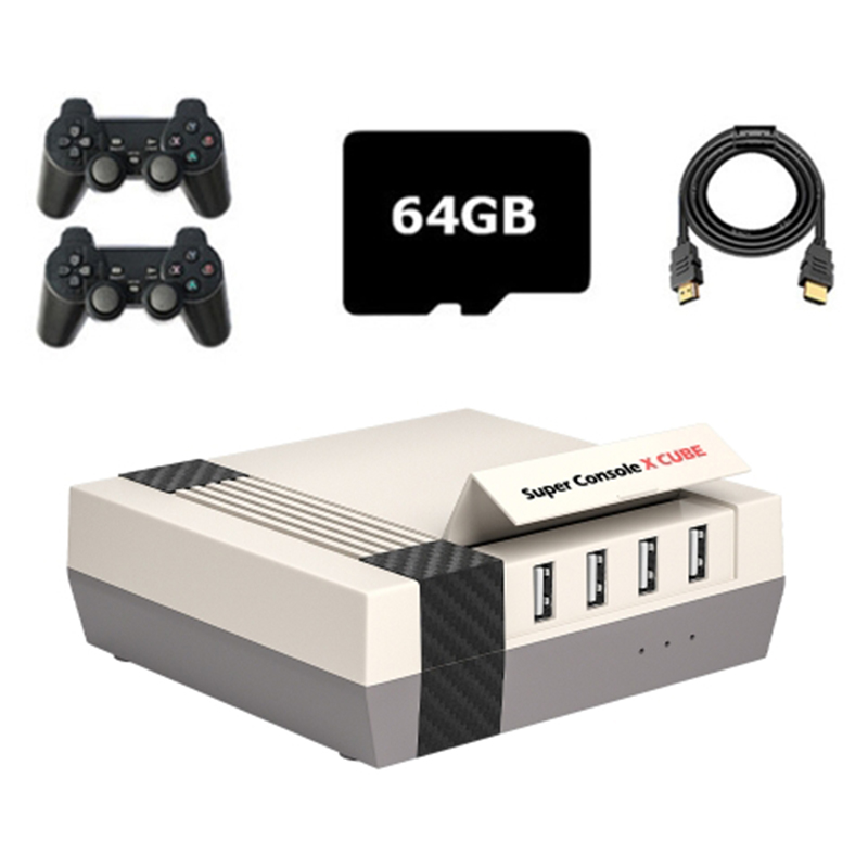 

Kinhank Superkonsole X Cube HD Classic Game Console 64 gb Retro Mini -videospiele Mit 2 Drahtlosen Controllern (EU -stecker)