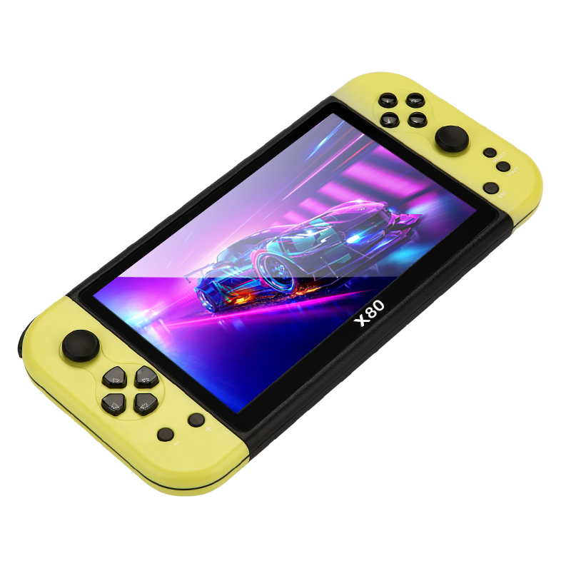 X80 inch HD Screen Handheld Game Console 20000 Games Video Game Console - Fluorescent Yellow