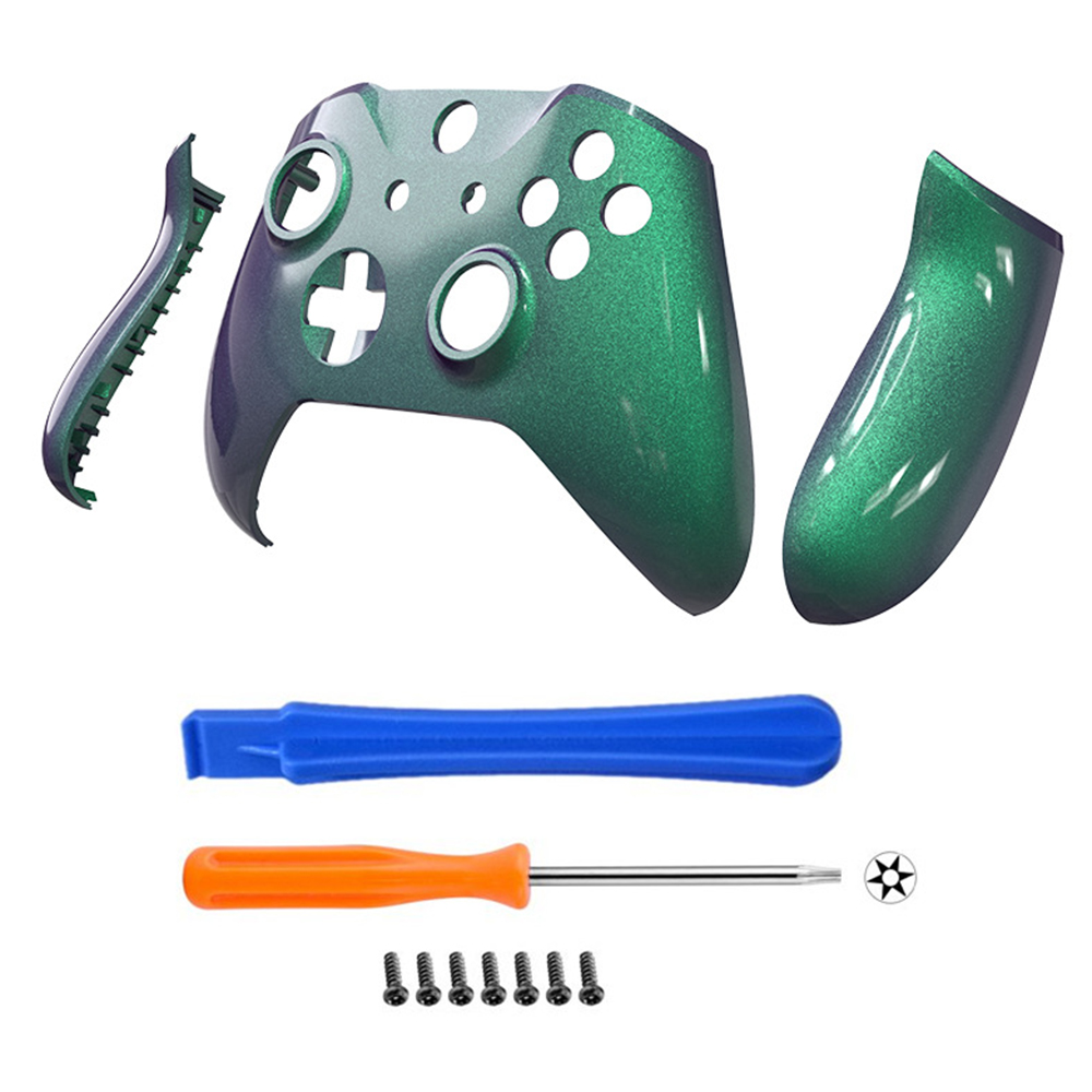 DATA FROG For Xbox One S / X Game Controller ABS Case DIY Modification Cover - Purple+Green