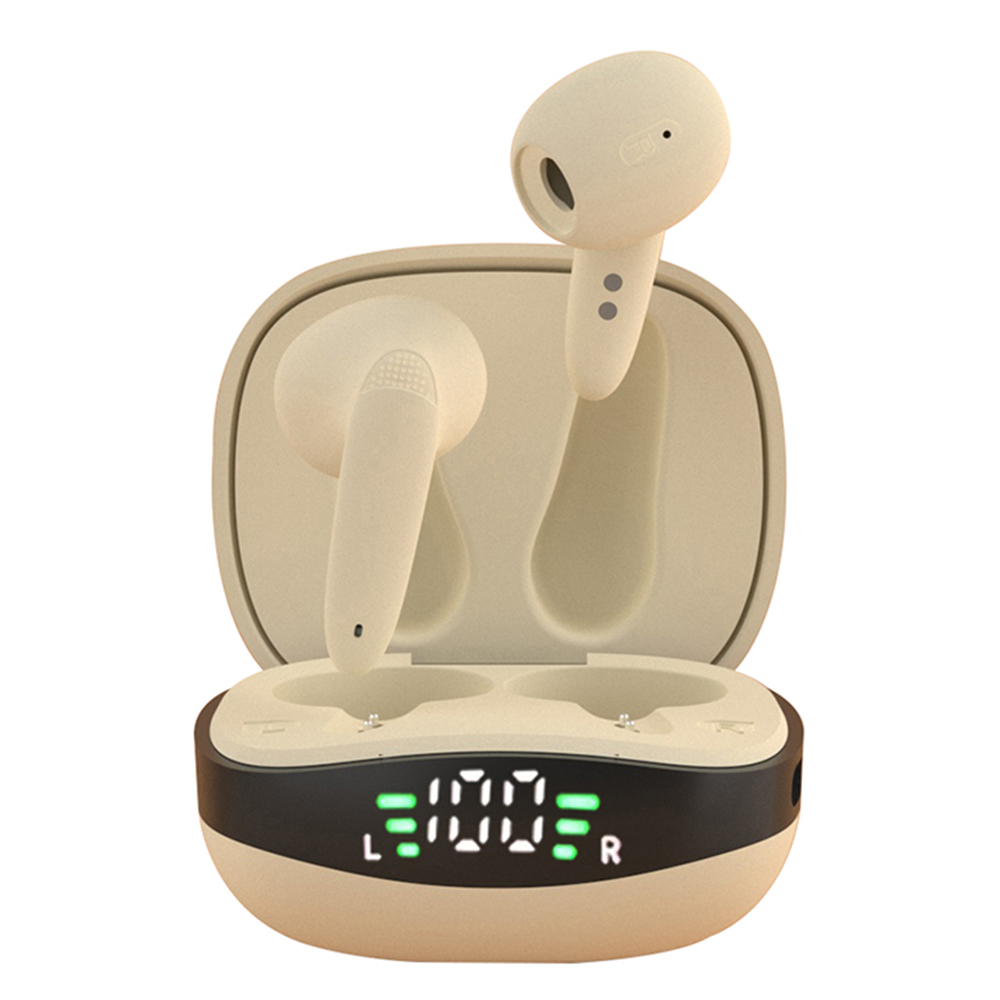 BH28 TWS Bluetooth-compatible 5.3 Earphones Touch Control Wireless Music Gaming Headset - Nude