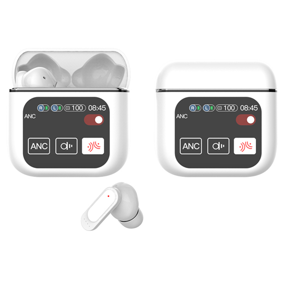 SE-60 Bluetooth-compatible 5.4 Headphones with Smart Touch Screen Housing Noise Cancelling Wireless Earbuds - White