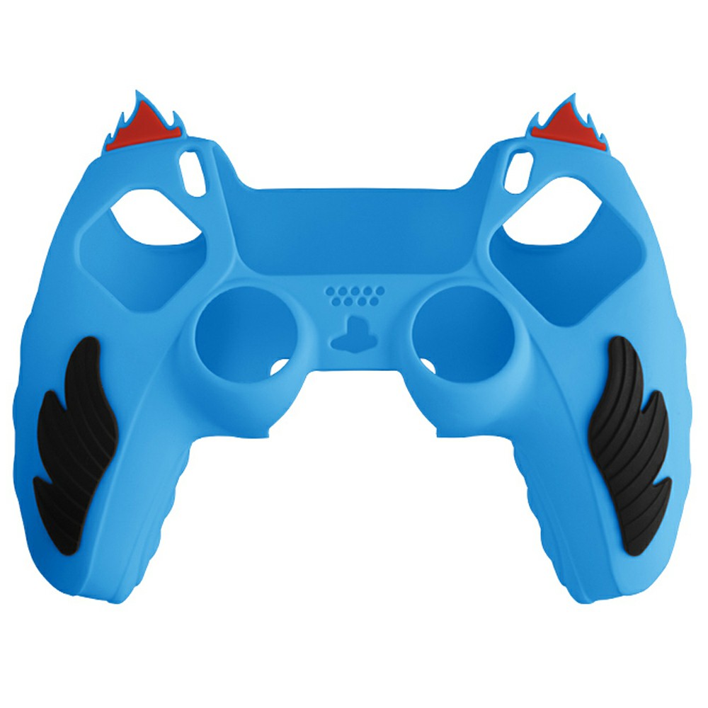 For Sony PlayStation 5 Controller Silicone Case Flame Design Shock Absorbing Grip Protective Cover - Blue