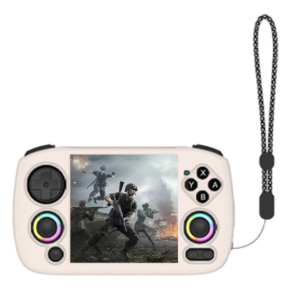 For ANBERNIC RG CubeXX Case Handheld Game Console Silicone Protective Cover with Wrist Strap - Beige