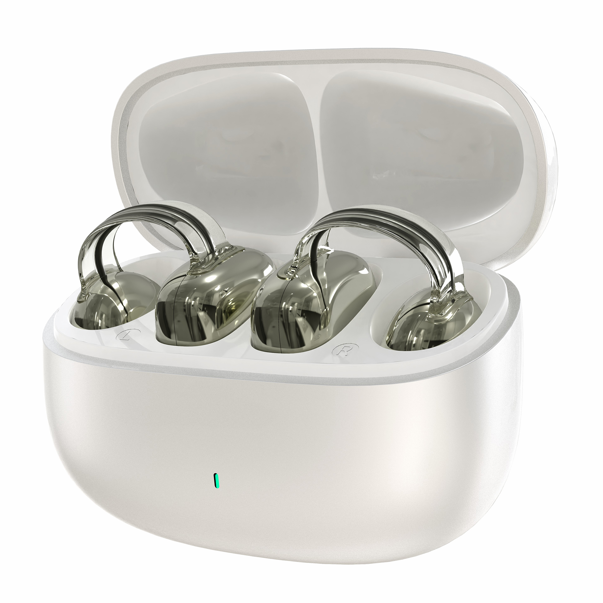 YX59 Open Ear OWS Clip On Wireless Headphones Noise Reduction Bluetooth-compatible Earbuds - White