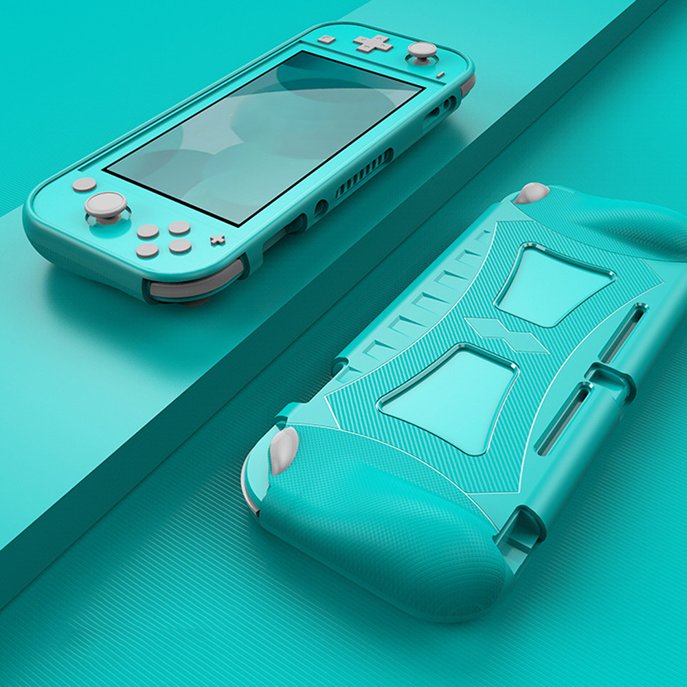 For Nintendo Switch Lite Case Carbon Fiber Texture TPU Anti Drop Console Protective Cover - Blue