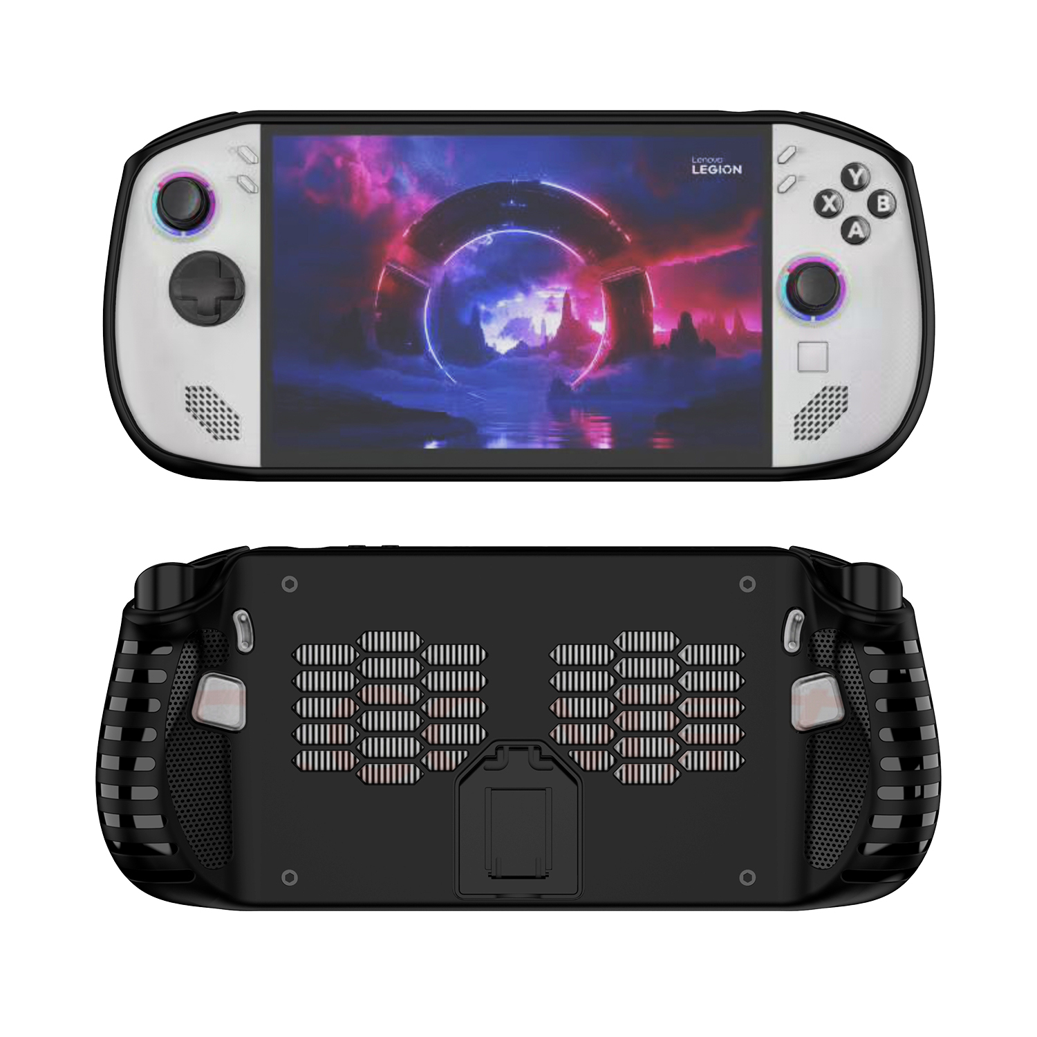 For Lenovo Legion Go S Handheld Game Console TPU Case with Kickstand Impact-Resistant Protective Cover - Black