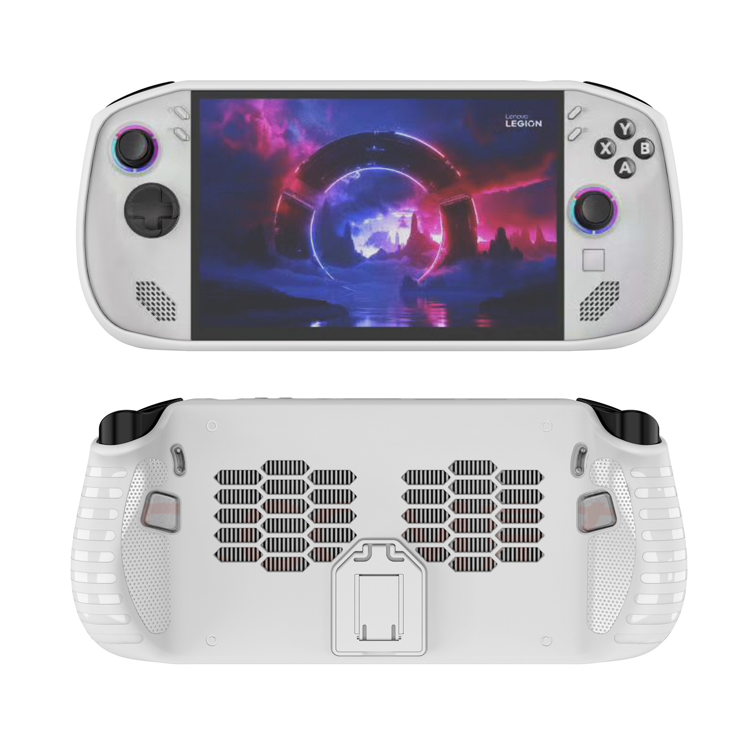 For Lenovo Legion Go S Handheld Game Console TPU Case with Kickstand Impact-Resistant Protective Cover - White