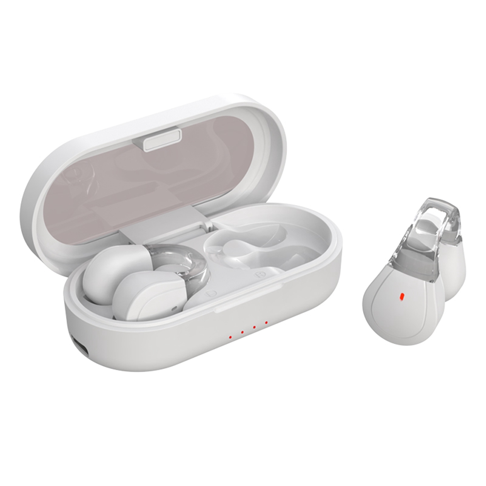 Q60 Wireless Bluetooth-Compatible Headset Stereo Waterproof Touch Control Ear Clip Earphones - White