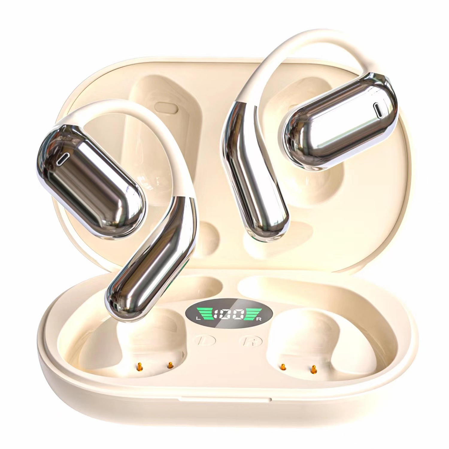 Q16 144 Languages AI Translation Earbuds OWS Open Ear Touch Control Bluetooth-compatible Earphones - Nude